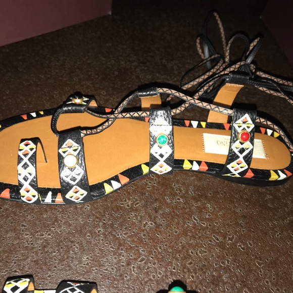 VALENTINO GARAVANI Hand-Painted Leather Studded Gladiator Sandal, 37 - Picture 9 of 10